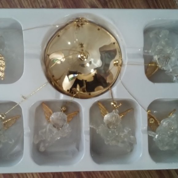 Guardian Angel Wind chimes Gold Top With Clear Angels With Gold Wings New - Picture 1 of 6